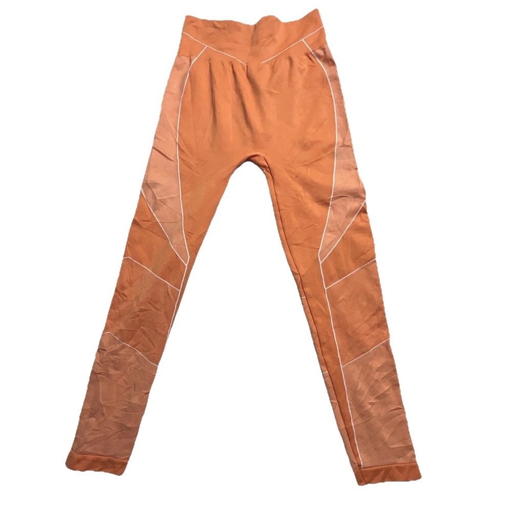 KIMBERLY Orange High Rise Ankle Leggings Women's M 27" Inseam Elastic Waist